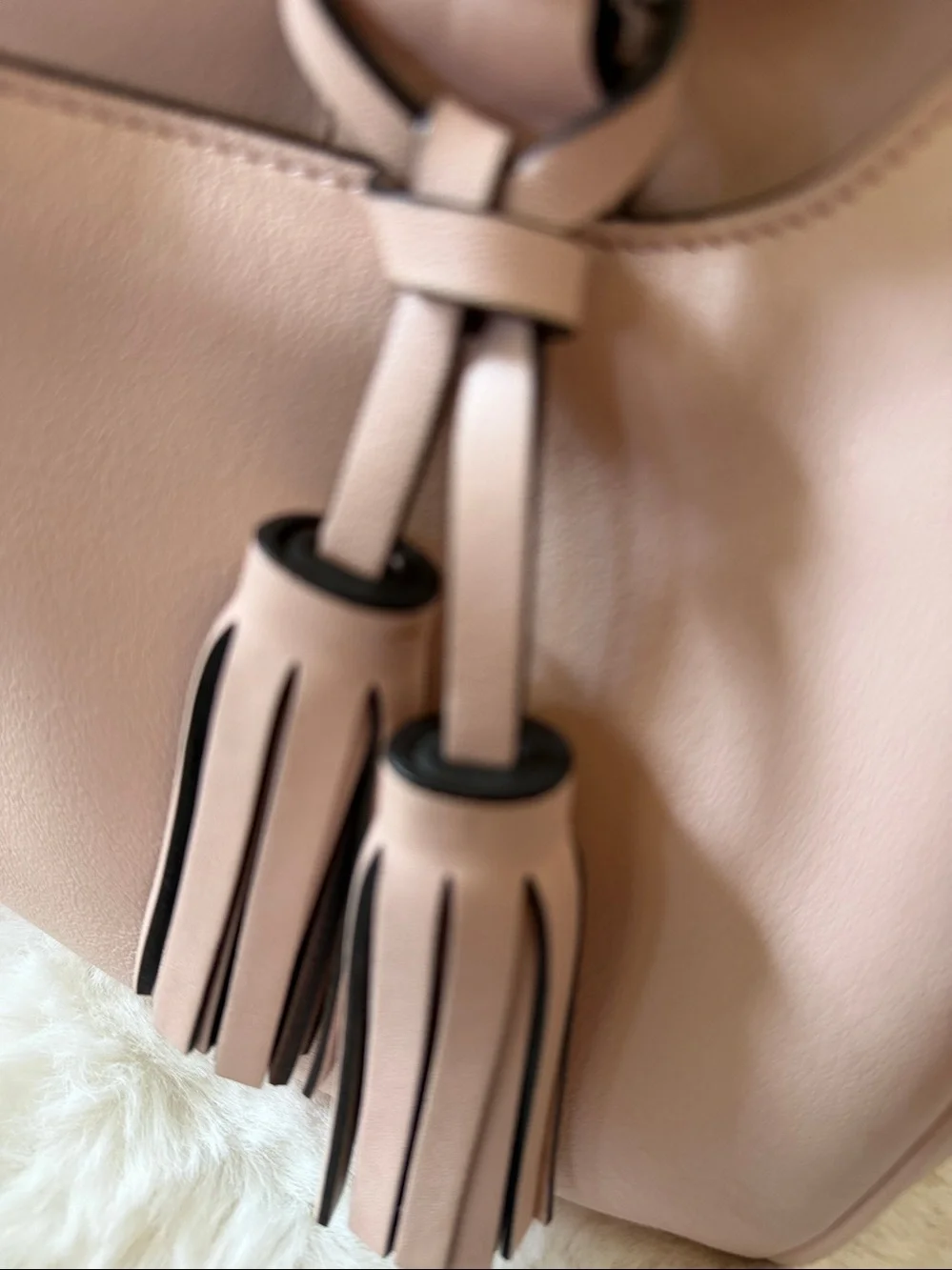 Coach Blush Pink Pebbled Leather Satchel with Tassels